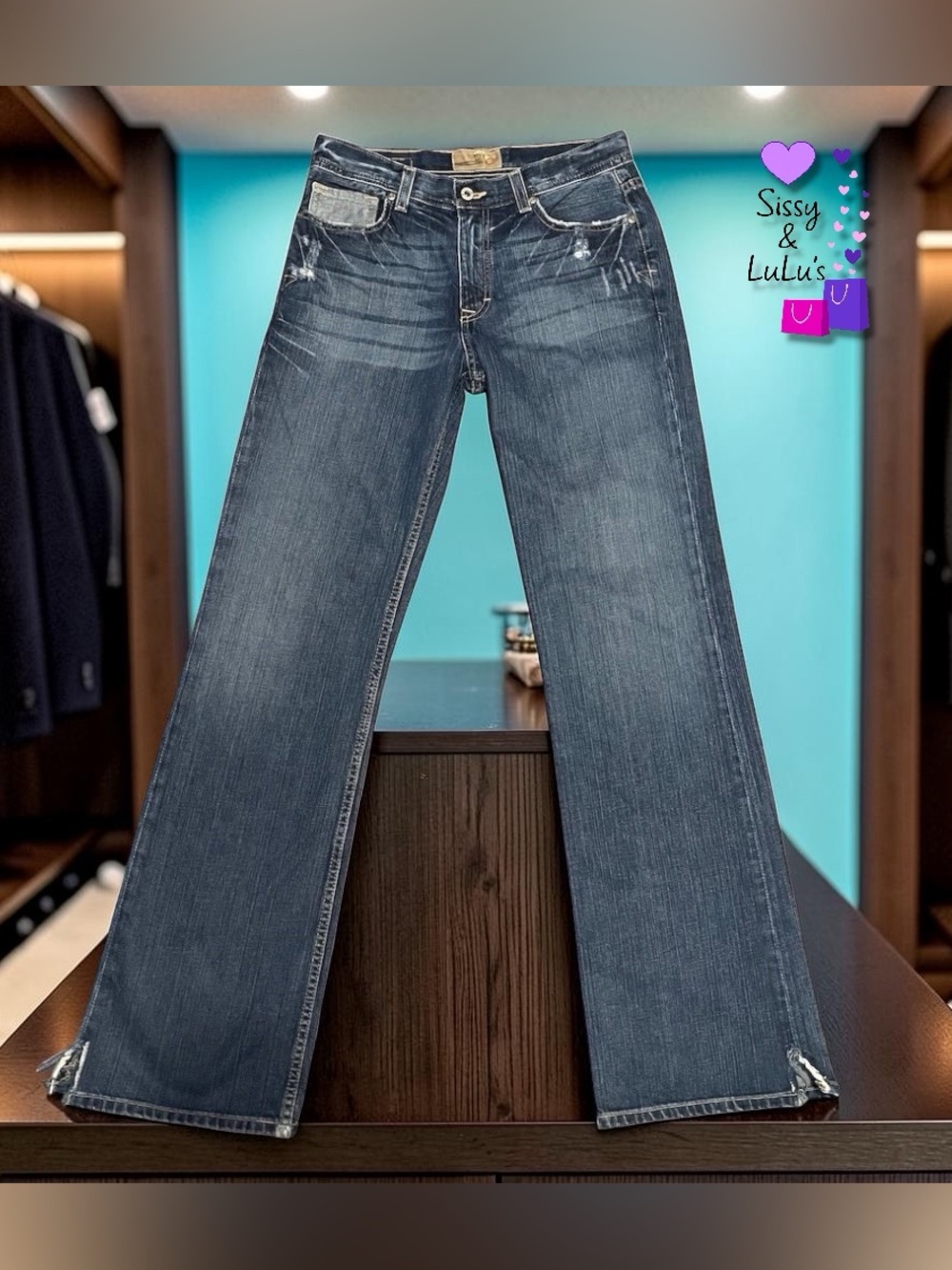 BKE Tyler Bootcut Jeans Mens Medium Wash Distressed Blue Denim 30x34
